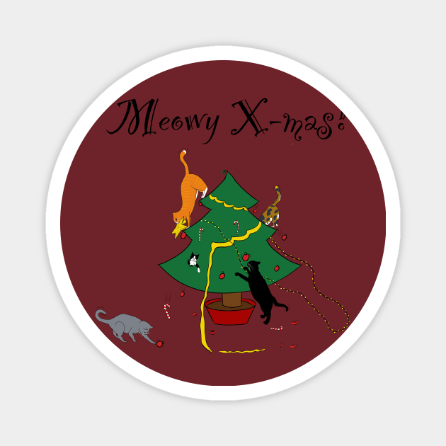 Meowy X-mas mayhem - no background Magnet by Lian's designs